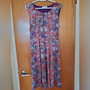 Cleo XL Purple & Orange Midi Sleeveless Dress with ribbing and back tie …